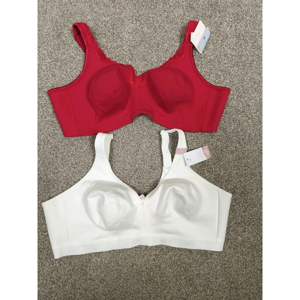 Cacique Wireless Bra Lot 2 Full Coverage No Wire 46D NWT